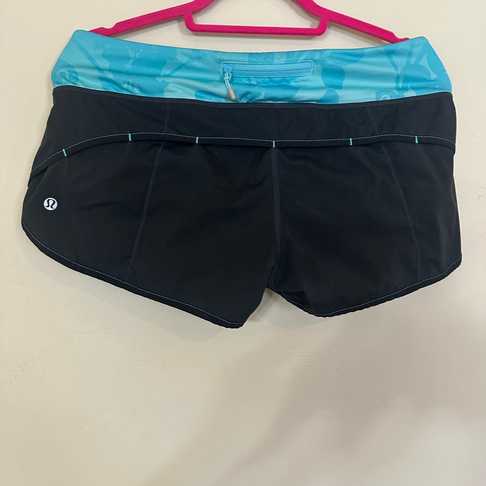 lululemon athletica Black Shorts with Blue Waistband